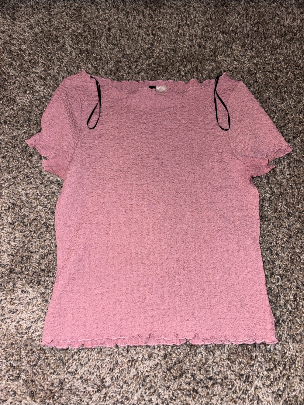 H&M Dusty Pink Textured Short Sleeve Top